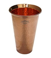 Indiancraftvilla 6.5in X 4.0in Handmade Pure Copper Punjabi Lassi Hammered Desig Indiancraftvilla 6.5in X 4.0in Handmade Pure Copper Punjabi Lassi Hammered Desig