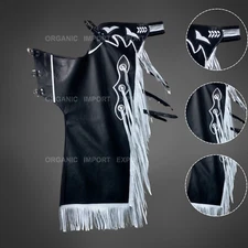 Handmade Western Cowboy Rodeo Chinks – Leather Show Fringe Riding Chaps for Men