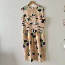 Moschino Cheap And Chic Watercolor Silk Floral Pleated Dress US Size 14