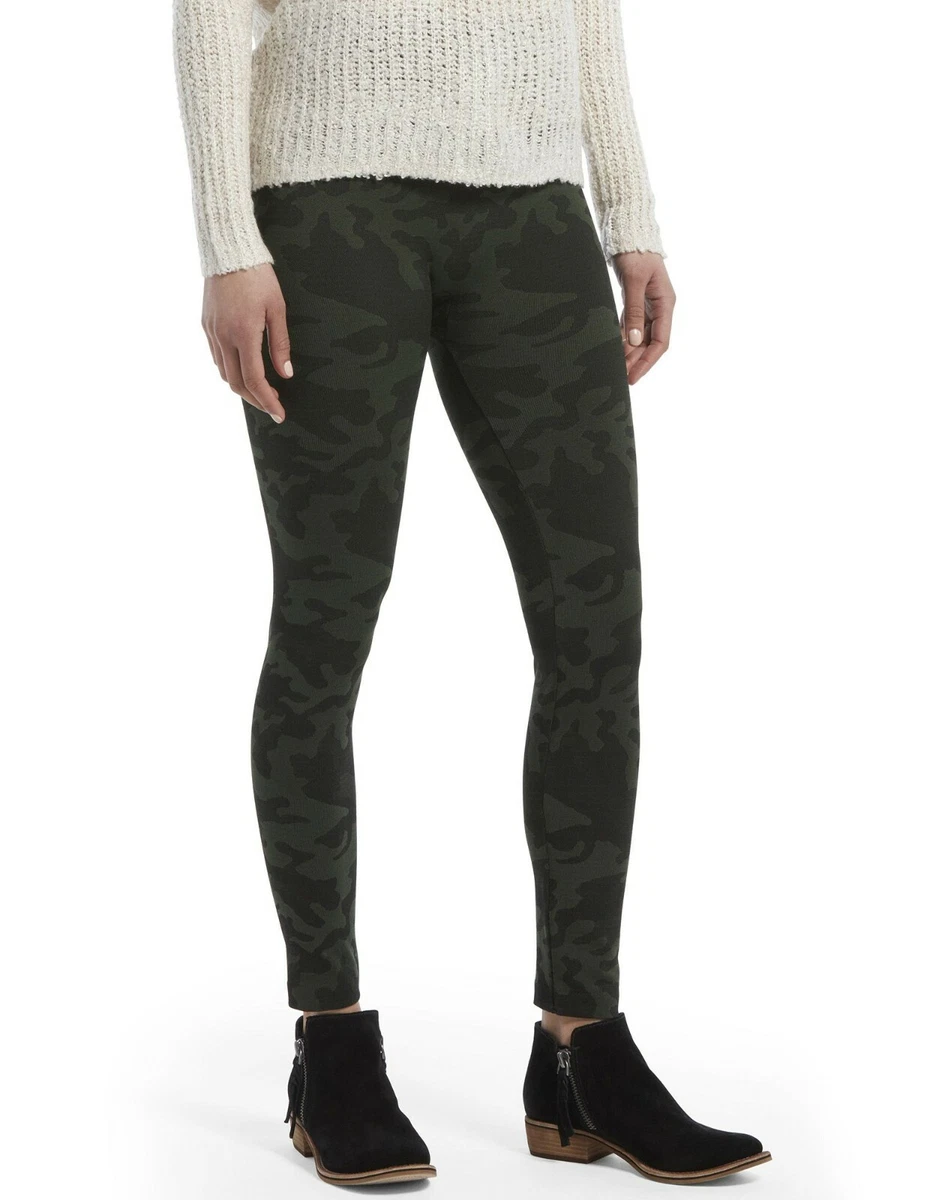 Hue Women's Cozy Lining Brushed Seamless Leggings Olive Camo Medium Large  8-10