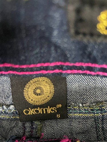 Akdmks Denim Jeans Youth Girls 23x18 Stretch Regular Straight Embroidered Blue - Picture 16 of 17