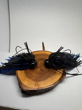 Football Jigs Two Black And Blue 4/0 Hooks Hand Tied 1/2 Oz