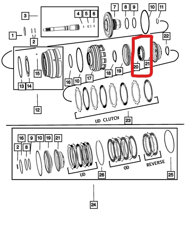 Mopar 45RFE / 68RFE Input Hub Support / Underdrive Piston Snap Ring – Used (228-224324) 2 thumbnail image