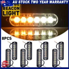 6-LED Strobe Light Emergency Beacon Flash Warning Car Truck 12V Lamp White/Amber