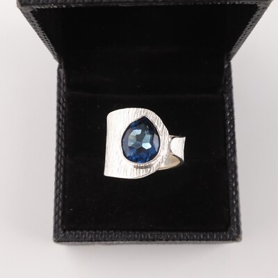 London Blue Topaz Gemstone 925 Sterling Silver Handmade Jewelry Ring ...