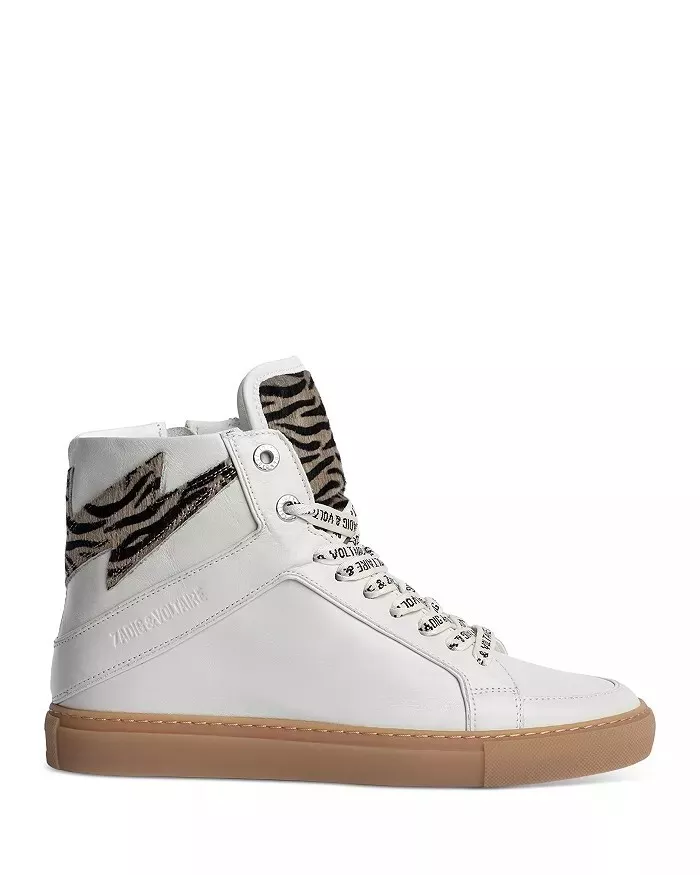 Zadig & Voltaire Women's EU 40 High Flash Zebra Print Sneakers White ZV1747 NIB Zadig & Voltaire Women's EU 40 High Flash Zebra Print Sneakers White ZV1747 NIB