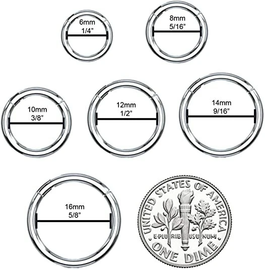 🔥 2 BodyJ4You Segmento Clicker Anillo, Nariz Tabique Labio Tragus, Oreja, Ceja, 8mm🔥 Foto 3 de 4