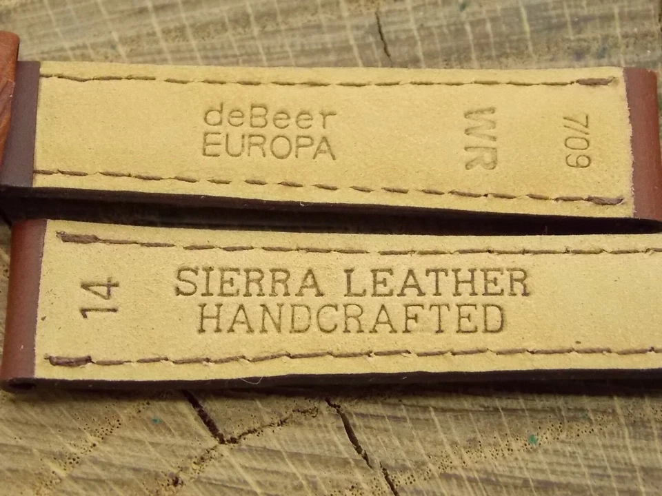 Correa de reloj de colección deBeer Europa NOS sin usar Sierra cuero tono dorado hebilla 14 mm Foto 4 de 4