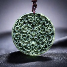 Natural Real Jade Flower Pendant Necklace Charm Carved Jewelry Designer Gift