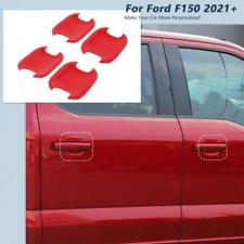 4P Car Door Handle Bowl Cover Trim For Ford F150 F-150 2021-2023 Accessories Red