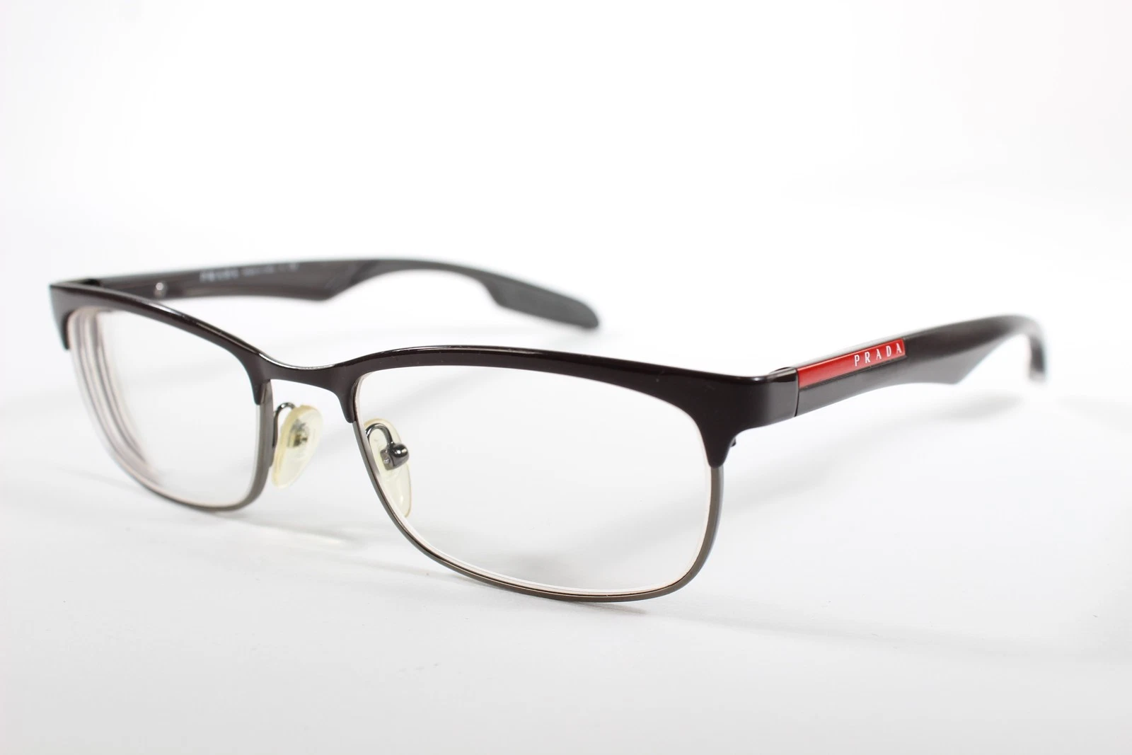 Prada Eyeglasses VPRS 54D Unisex Grey Full Rim Metal Eyewear Glasses Frames