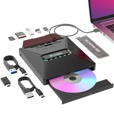 External CD Drive for Laptop, 7 in 1 Portable CD +/-RW Burner Reader with M.2...