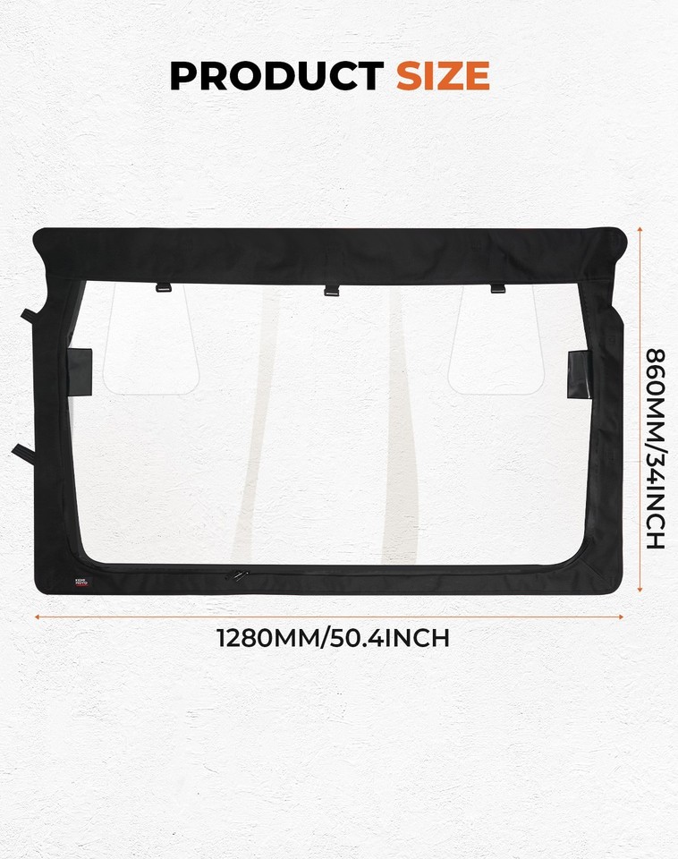 Front Flip Windshield + Rear Panel Window For 2004-2013 Yamaha Rhino ...