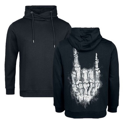 Gothicana by EMP Herren schwarzer Kapuzenpullover mit Rockhand Backprint und