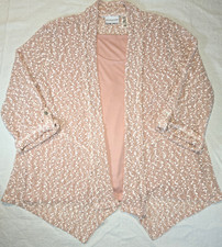 Alfred Dunner L Pinkish Peach w/Tank Open Front Cardigan 3/4 Sleeve Gold Thread