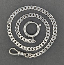 New 13 Inch Sterling Silver Pocket Watch Chain, 14.7 Grams