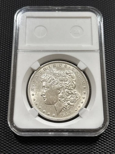 1886 Morgan Silver Dollar BU/MS Strong Luster Flashy White Coin Raw Better UNC