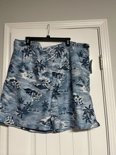 Men Old Navy Palm Swim Trunks 7" Inseam Drawstring XXLARGE Hawaiian NWT BEACH