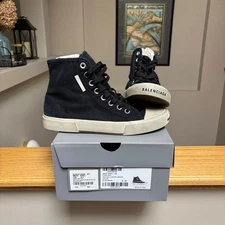 Balenciaga Black Paris Distressed High Top Sneakers - MSRP $700- New - Authentic