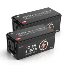 VEVOR 2 Pack 12V 280Ah Deep Cycle LiFePO4 Battery BMS Lithium Iron Phosphate