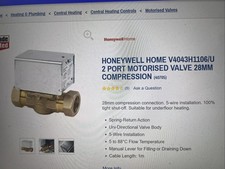 Honeywell V4043H1106 28mm Motorised 2 Port Zone Valve
