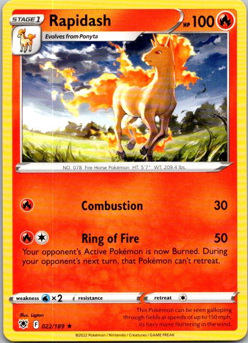 Rapidash Rare SWSH10: Astral Radiance 022/189 NM