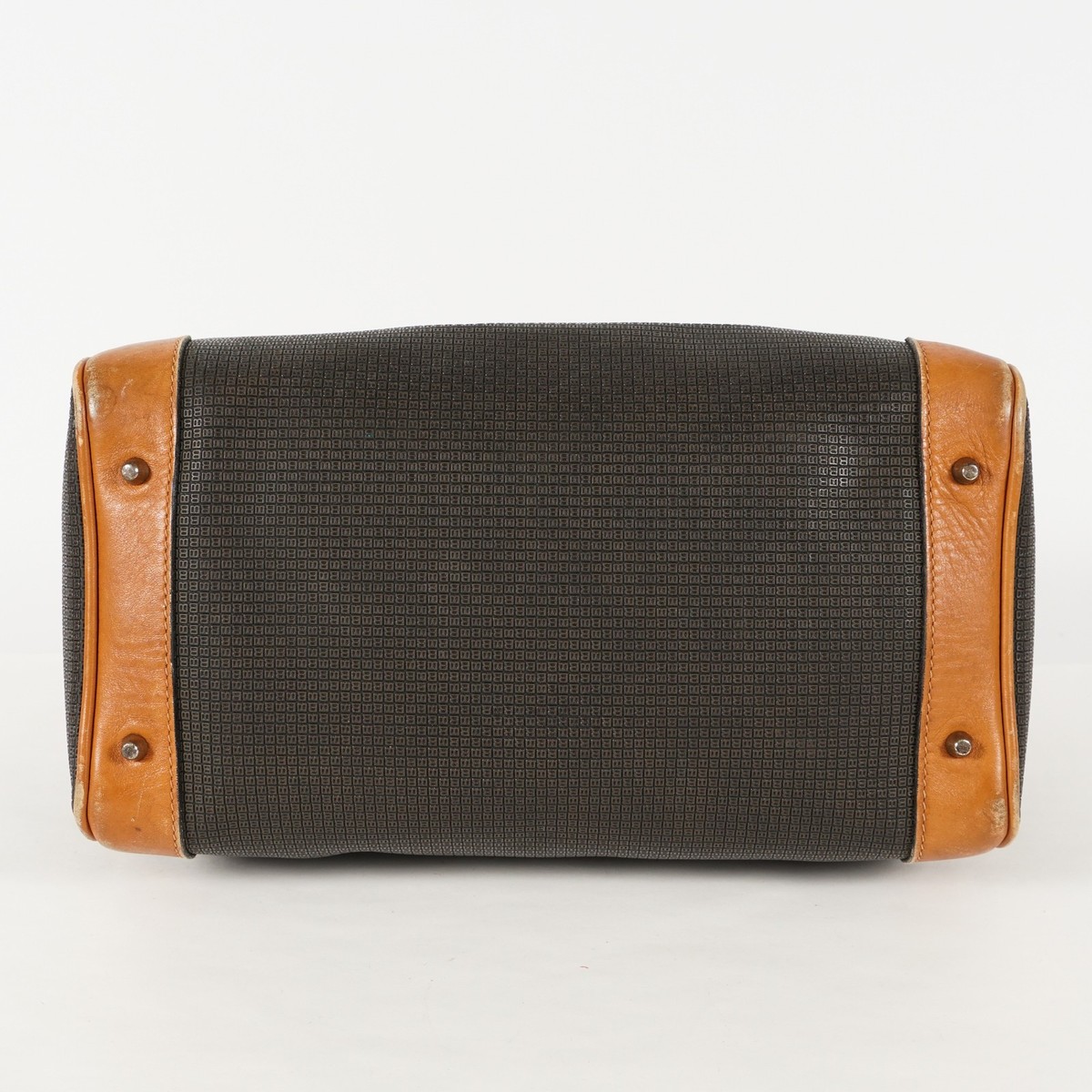 BALLY Handbag Mini Boston Bag B Logo PVC Leather Brown Women's