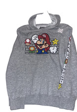 Super Mario Boys Gray long sleeved Hoodie Size Medium 8/10 new