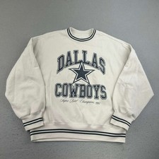 Dallas Cowboys Sweatshirt Mens XS Ivory Fleece NFL Football Pullover Oversized
