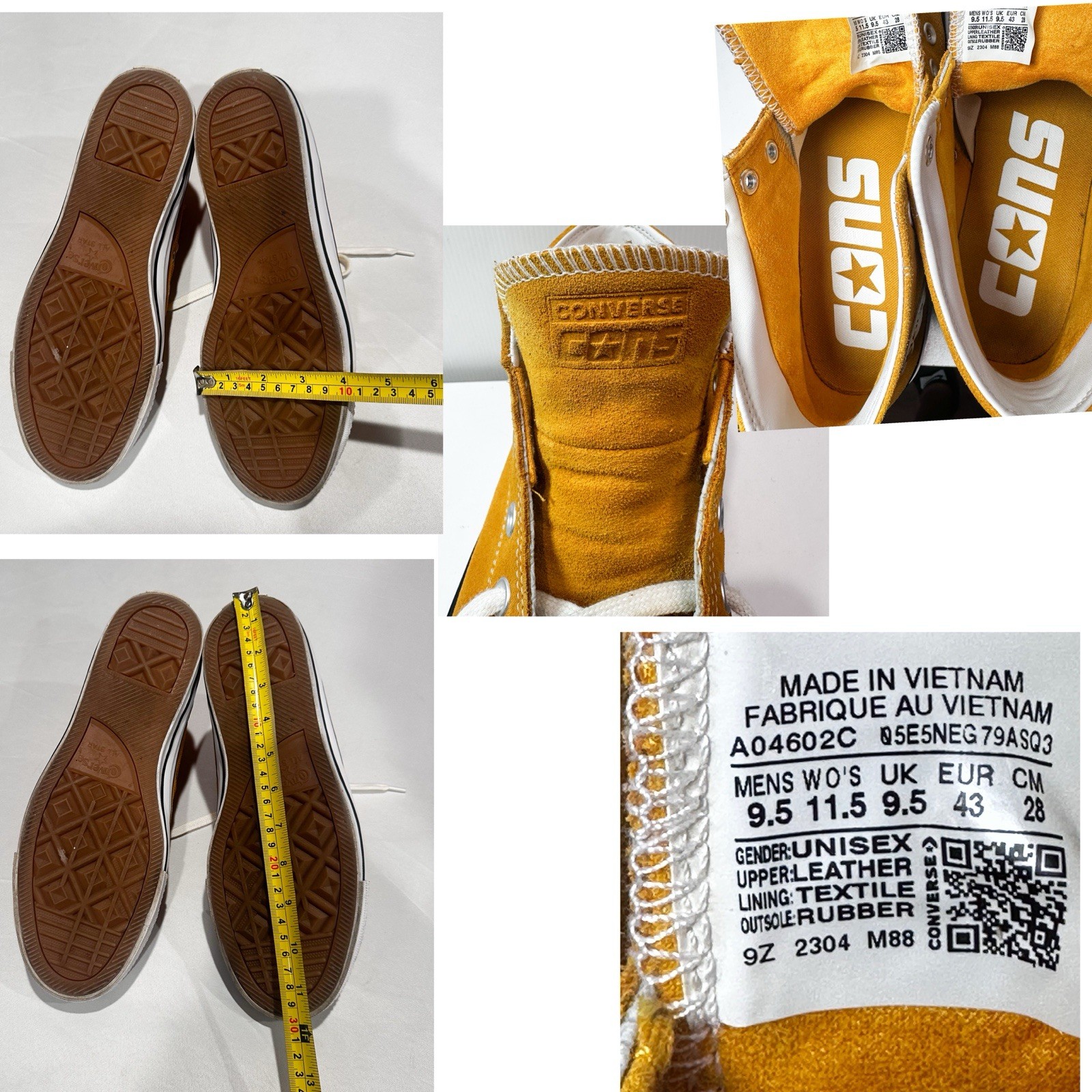 Carefully Chosen ❤️ mustard yellow Converse high tops Size W 11.5/M 9.5 thumbnail 12