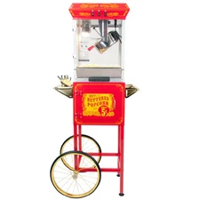 FunTime FT862CR 8oz Red Popcorn Popper Machine Maker Cart Vintage Style
