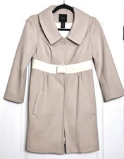 SMYTHE Women’s Wool Snap Pea Coat Size 2 Lined W/ Pockets Beige Classic