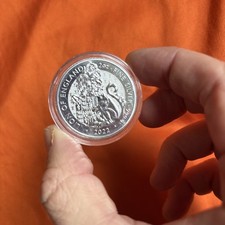 2022 Royal Mint Tudor Beasts Lion Of England 2oz .999 Fine Silver Coin