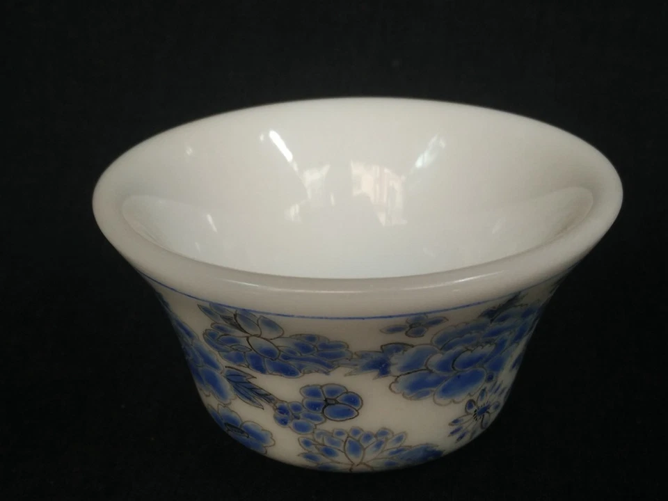 Antigua pintura esmaltada china de 3,4 pulgadas con marca de Beijing flor cuenco taza colección regalo Foto 3 de 4