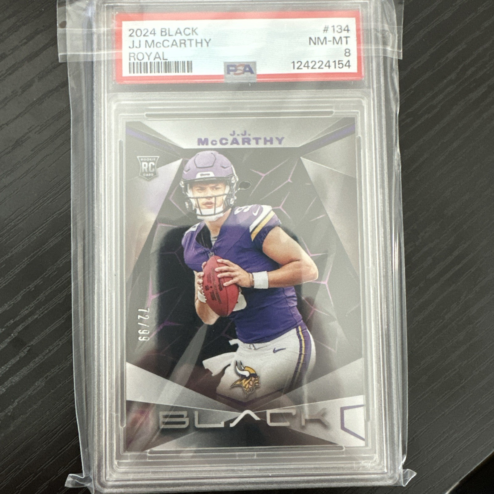 2024 Panini Black - Rookies J.J. McCarthy #134 Royal /99 (RC)