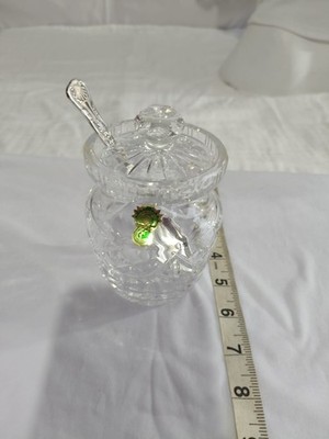 Vintage Waterford Kristall Senf Glas Deckel Einkochen Marmelade Honigtopf Löffel Irelan