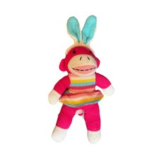 Dan Dee Sock Monkey Bunny Easter Stuffed Animal Bright Colors 2011
