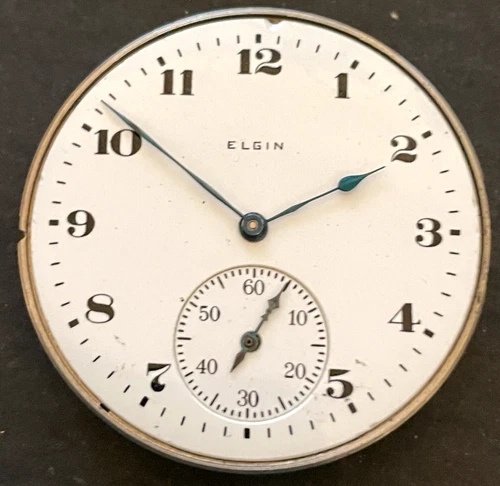 Antique 1919 Elgin Grade 314 Pocket Watch Movement Parts/Repair 12s 15j USA