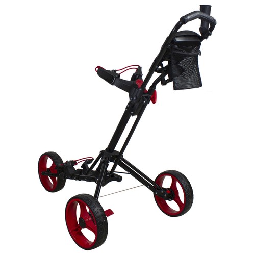 Northlight 48" Black and Red Easy Folding 3 Wheel Golf Bag Push Cart - Picture 4 of 7