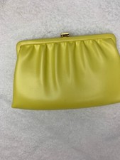 Excellent Vintage After Five Vinyl Snap Clutch Handbag Purse Yellow 40  s-50  s