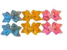 6 pc Hairbows set Handmade,Hair Accessories, Gift Set For Girls mo os de ni a