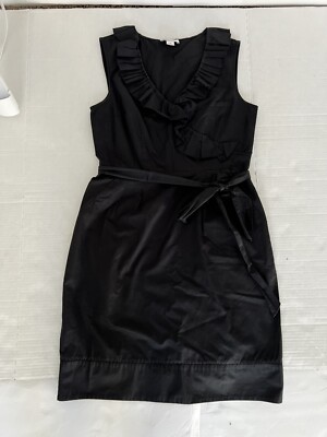 Robe Noire Formelle Ann Taylor Loft – Taille 2P (petite), Coton, Sans Manches, Longueur Genou, Occasion Très Bon état