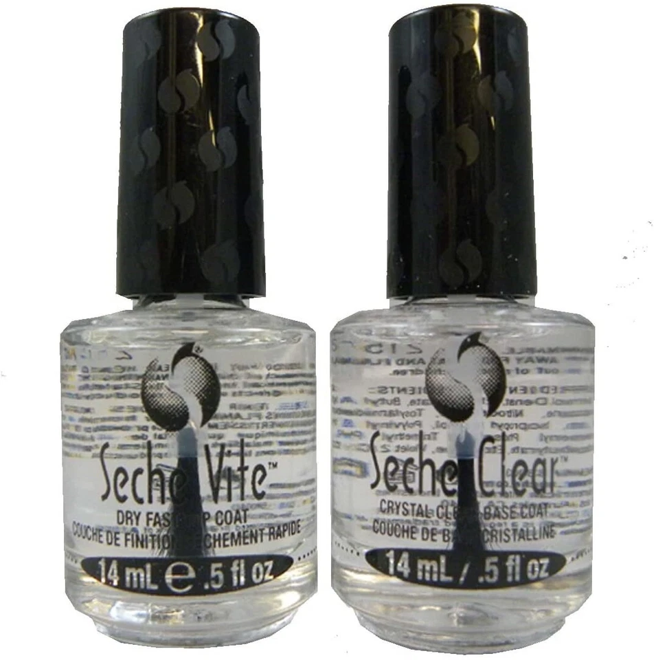Seche Vite Dry Fast Top Coat And Crystal Clear Base Coat Duo 2x14ml