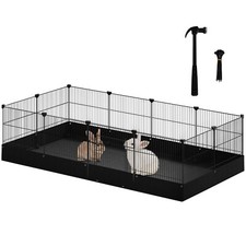 EUGAD Freigehege Kaninchen Freilaufgehege Tür Kleintierkäfig Metall 140x37x71 cm