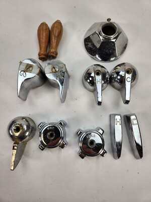 #ad Lot Faucet Handles Vtg Plumbing Hot amp; Cold Water Chrome Kitchen Bath 12 Pcs $18.99