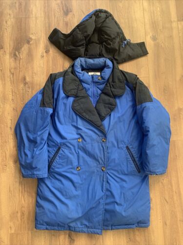 Vtg Blue Goose Down Puffer Puffy 1980s Winter Hooded Parka Jacket Womens Medium - Picture 2 of 6