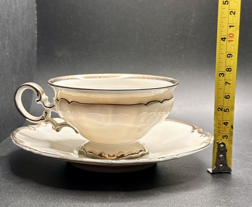 Set of 11 Hutschenreuther Selb Bavaria Pasco Revere Platinum Cups & Saucers - Picture 7 of 8