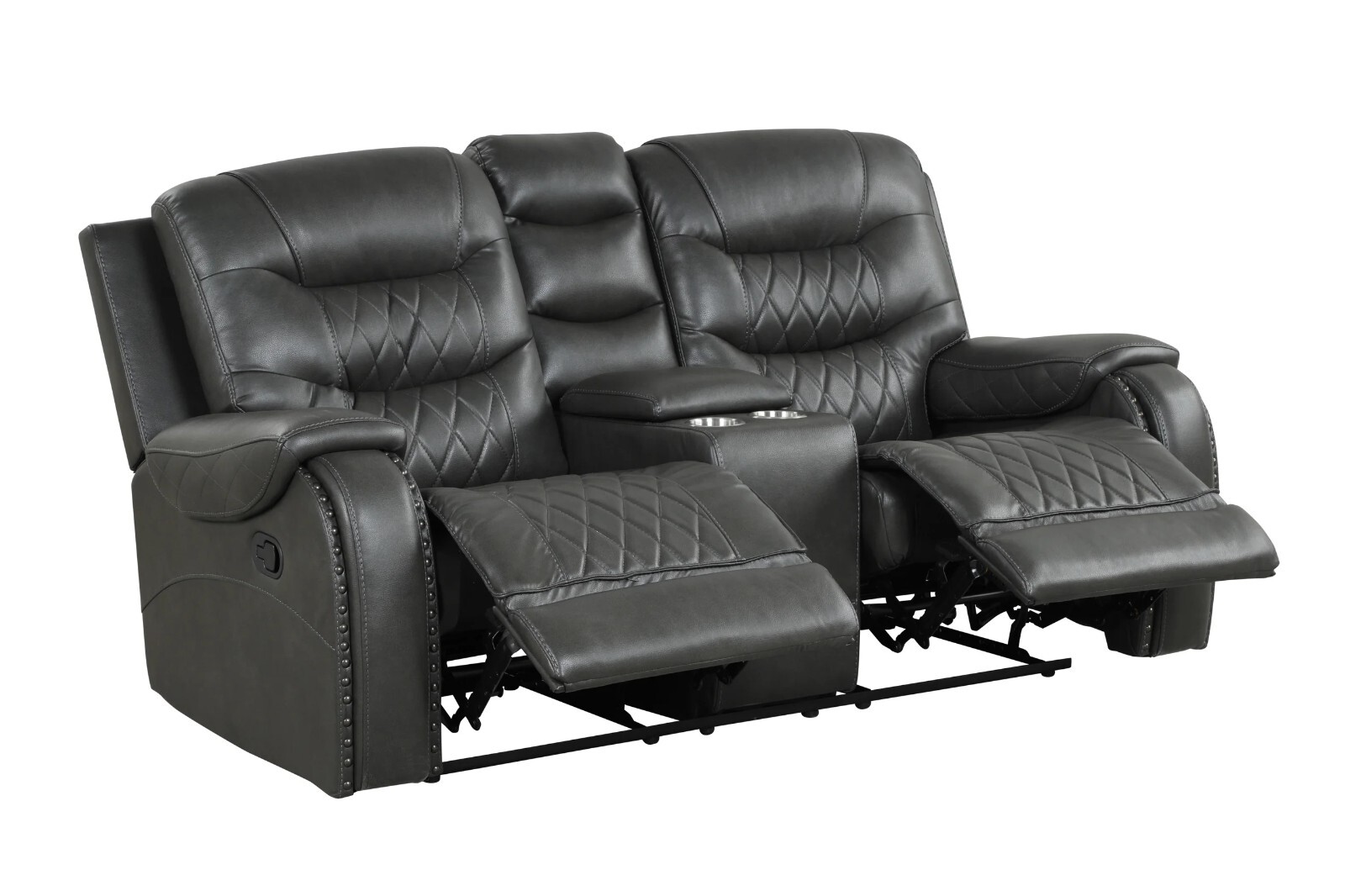 NEW 3PC Sofa Loveseat Chair Gray Leather Gel Living Room 5Seaters