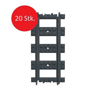 JFB TOYS 20 Stk. gerade Gleise Eisenbahn Schienen (kompatibel zu Lego 60198,60197,60205)
