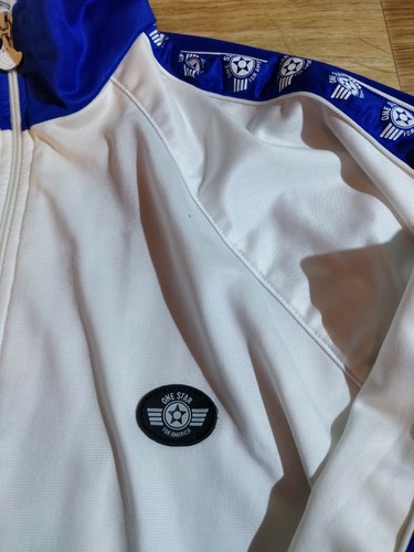 One Star For America 90's Vintage Tracksuit Top Jacket Blue White Hype Striped - Picture 4 of 8